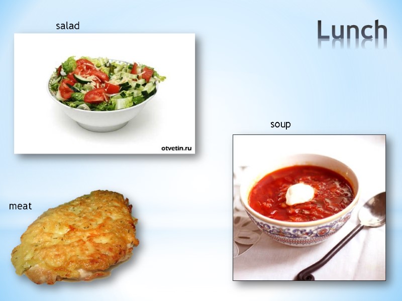 Lunch salad meat soup